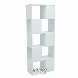 5 Tier Bookcase Freestanding Bookshelf Wood Storage Display Cabinet Unit White