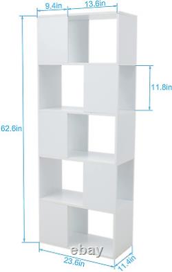 5 Tier Bookcase Freestanding Bookshelf Wood Storage Display Cabinet Unit with
