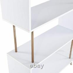5-Tier Bookcase Zigzag Style Modern Chic Home Office Display Storage Shelf White
