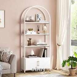 5-Tier Bookshelf Large Open Display Shelf Metal & Wood Bookcase Storage Cabinet