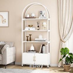 5-Tier Bookshelf Large Open Display Shelf Metal & Wood Bookcase Storage Cabinet