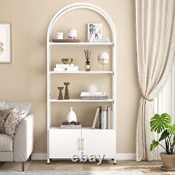 5-Tier Bookshelf Large Open Display Shelf Metal & Wood Bookcase Storage Cabinet