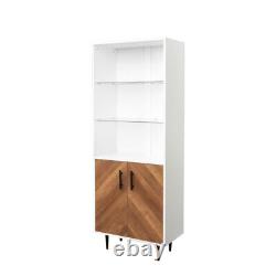 5 Tier Industrial Bookshelf Bookcase Display Cabinet Open Rack Shelf with Doors