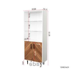 5 Tier Industrial Bookshelf Bookcase Display Cabinet Open Rack Shelf with Doors