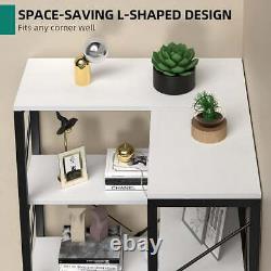 5-Tier L-Shaped Bookcase Organizer, Bookshelf Open Display Storage, White