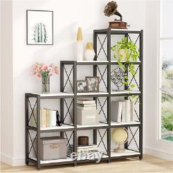 5-Tier Ladder Corner Bookshelf with9 Lattices Bookcase Display Shelf Storage Rack