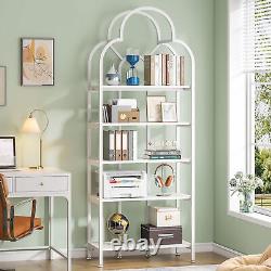 5-Tier Modern White Bookcase Bookshlef Open Storage Shelves Display Rack Wood
