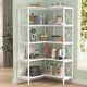 5-tier Tall Corner Bookshelf Storage Display Rack With Metal Frame For Home Office