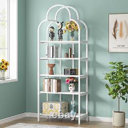5-Tier White Tall Bookcase Open Storage Shelving Display Rack Etagere Bookshelf