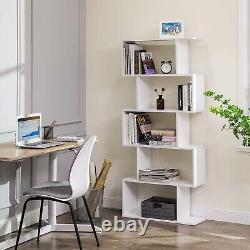5-Tier White Wooden Bookcase Freestanding Display Shelf & Room Divider