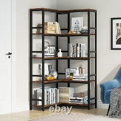 5 Tier Wood Corner Shelf Etagere Bookcase Bookshelf Display Stand Storage Rack