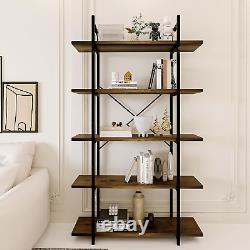 5 Tiers Bookshelf Organizer Industrial Modern Open Display Storage Bookcase