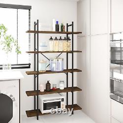 5 Tiers Bookshelf Organizer Industrial Modern Open Display Storage Bookcase