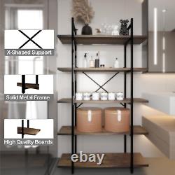 5 Tiers Bookshelf Organizer Industrial Modern Open Display Storage Bookcase