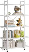 5 Tiers Bookshelf Organizer White Faux Marble Shelf, Modern Open Display Storage