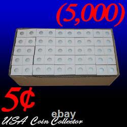 (5000) Nickel Size 2x2 Mylar Cardboard Coin Flips for Storage & Display 5 Cent