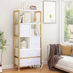 57.9 Tall Bookshelf Freestanding Bookcase Open Storage Display Rack with4 Drawers