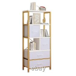 57.9 Tall Bookshelf Freestanding Bookcase Open Storage Display Rack with4 Drawers