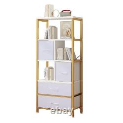 57.9 Tall Bookshelf Freestanding Bookcase Open Storage Display Rack with4 Drawers