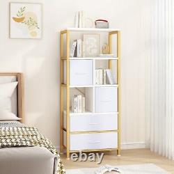 57.9 Tall Bookshelf Freestanding Bookcase Open Storage Display Rack with4 Drawers