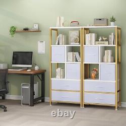 57.9 Tall Bookshelf Freestanding Bookcase Open Storage Display Rack with4 Drawers