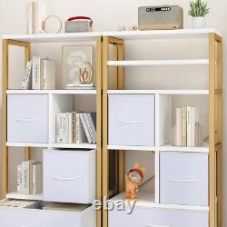 57.9 Tall Bookshelf Freestanding Bookcase Open Storage Display Rack with4 Drawers