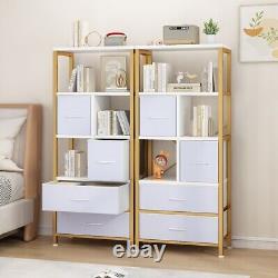 57.9 Tall Bookshelf Freestanding Bookcase Open Storage Display Rack with4 Drawers