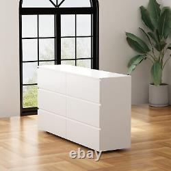 59''W Dresser Display Cabinet Chest of 6 Drawers Wood Storage Cupboard Organizer
