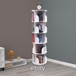 5Tier 360° Rotating Bookshelf Bookcase Storage Shelf Free standing Display Rack