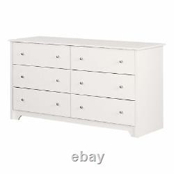 6-Drawer Double Dresser Modern Bedroom Clothes Organizer Display Storage White
