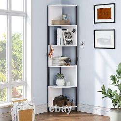 6-Tier Bookshelf Open Shelf Bookcase Book Open Display Ladder Storage Rack White