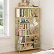 6 Tier Bookshelf Wood Etagere Bookcase Free Standing Open Storage Display Shelf