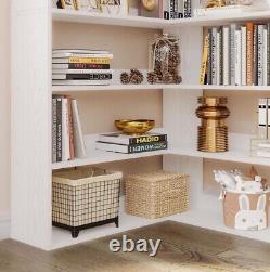 6-Tier Industrial Corner Bookcase Storage Display for Living Room/Home Office