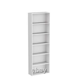 6-Tier Open Bookcase and Bookshelf, Freestanding Display Storage Shelves White
