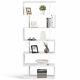 6 Tier S-shaped Bookcase Modern Storage Display Z-shelf Style Bookshelf White