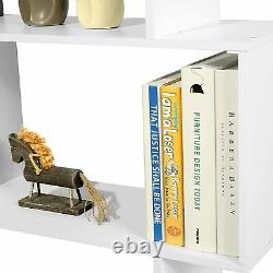 6 Tier S-Shaped Bookcase Z-Shelf Style Storage Display Modern Bookshelf Wooden