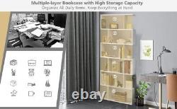 6-Tier S-Shaped Bookshelf Storage Display Bookcase Decor Z-Shelf Bookcase White