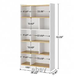 6-Tier Tall White Modern wood Bookcase Bookshelf Storage Cube Open Display Stand