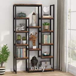 6-Tier Wood Bookshelf Bookcase for Home Office Open Storage Shelves Display Rack