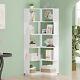 6 Tier Wood Corner Bookshelf Bookcase Storage Shelf Display Rack For Home Office