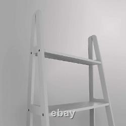 6-feet Tall 5-Tier Shelf Ladder Bookcase Decor Display Storage Solid Wood White