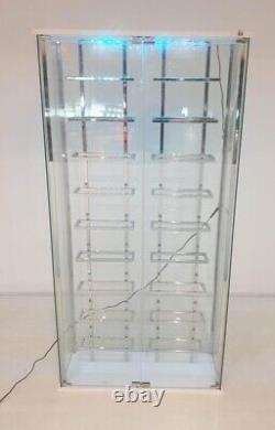 64 Tempered Glass Chrome Wine Storage Display Curio Cabinet With Led Lighting