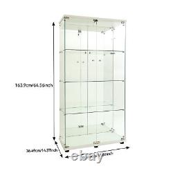 64H Glass Display Cabinet 4 Shelf Curio Cabinets Floor Standing Glass Bookshelf