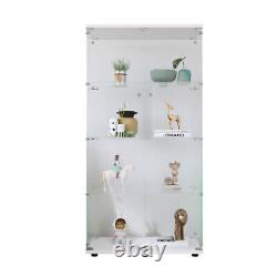 64Two-Door Glass, 4 Shelves Cabinet Display Case, Floor Standing Curio Bookshelf