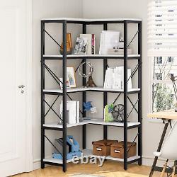 66''Tall Corner Bookshelf Bookcase L-Shaped Tall Open Display Storage Rack Shelf