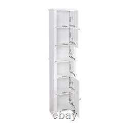 67H Bathroom Tall Floor Storage Cabinet Free Standing Shelving Display White