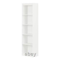 69 In. Tall South Shore 5-Shelf Narrow Bookcase Storage Display Organizer White