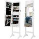 6led Full Length Mirror Jewelry Cabinet Armoire Storage Organizer Free Standing