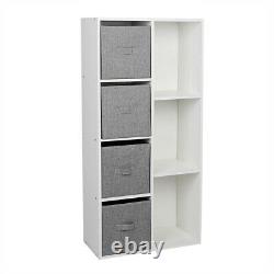 7 Cube Bookcase Shelving Display Storage Unit Cabinet Shelves with4 Non-woven Bins