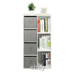 7 Cube Bookcase Shelving Display Storage Unit Cabinet Shelves with4 Non-woven Bins